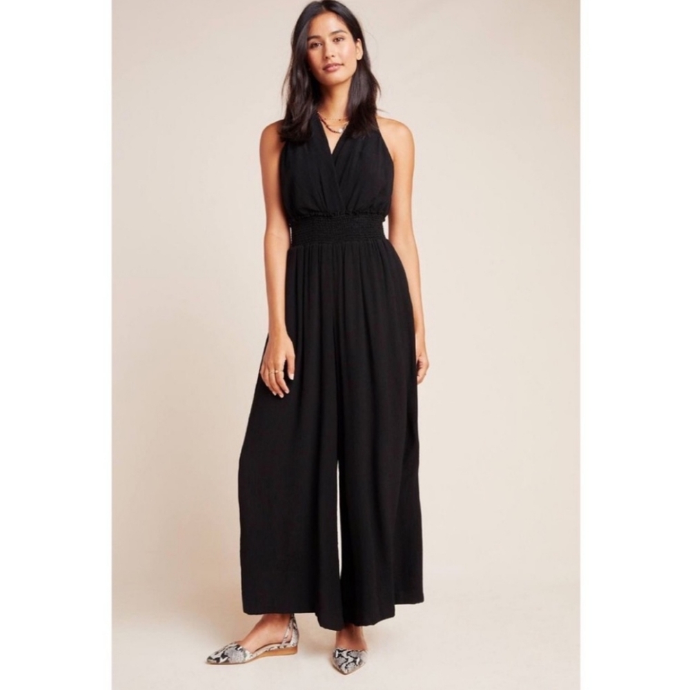 Anthropologie Black Bionda Plisse Jumpsuit